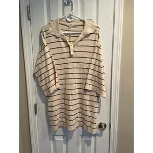 Max Studios Stripe Johnny Collar Sweater Dress A51